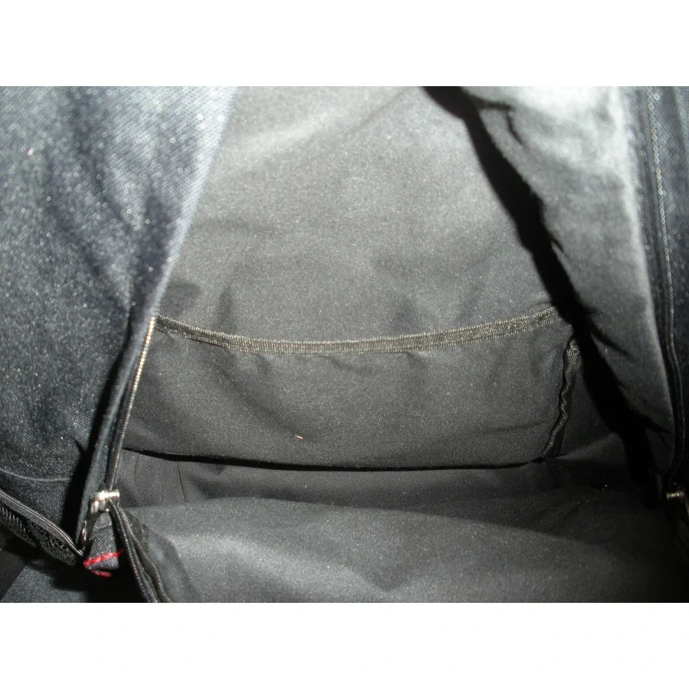 True Religion World Tour Backpack Black Canvas Red Contrast Stitch Logo Patch